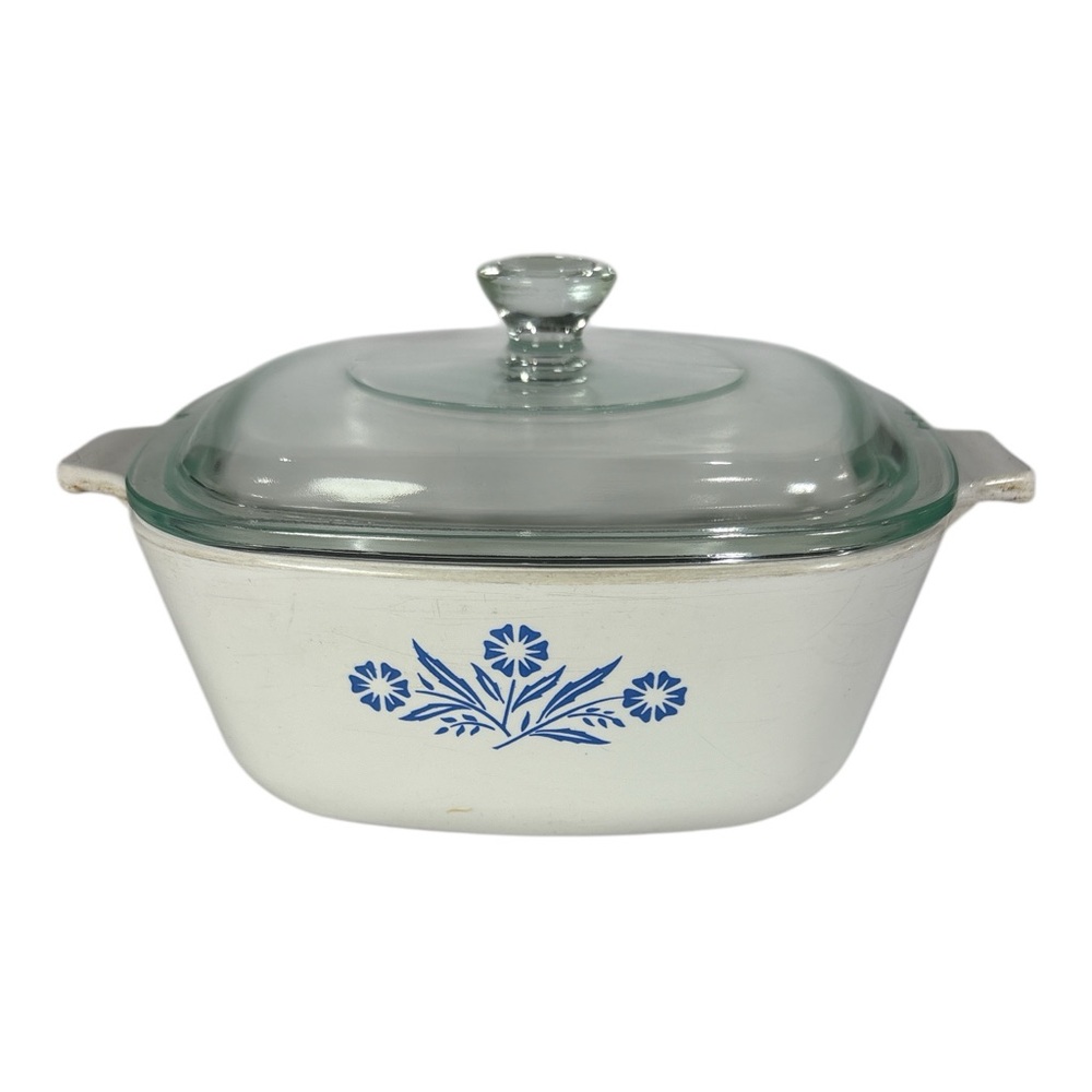 Vintage Corning Ware Blue Cornflower P-1 1/2-B 1.5 QT Square Casserole w/ Lid